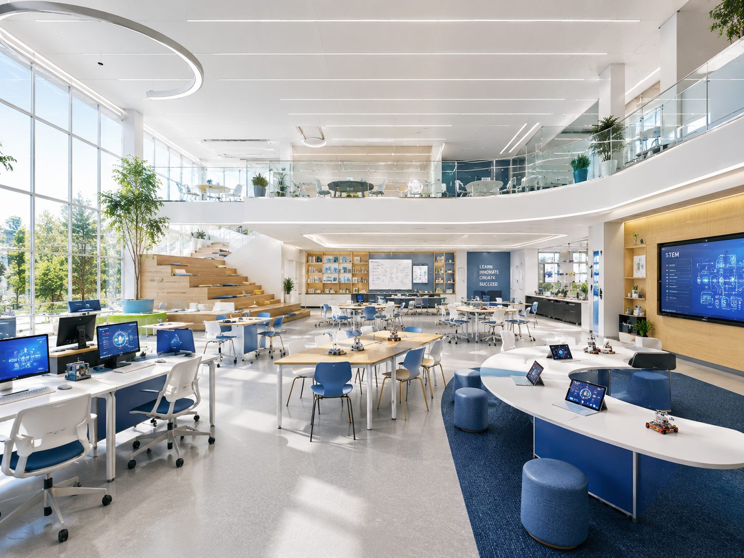 Phòng học TeenLab Academy với giáo viên và học viên học tập